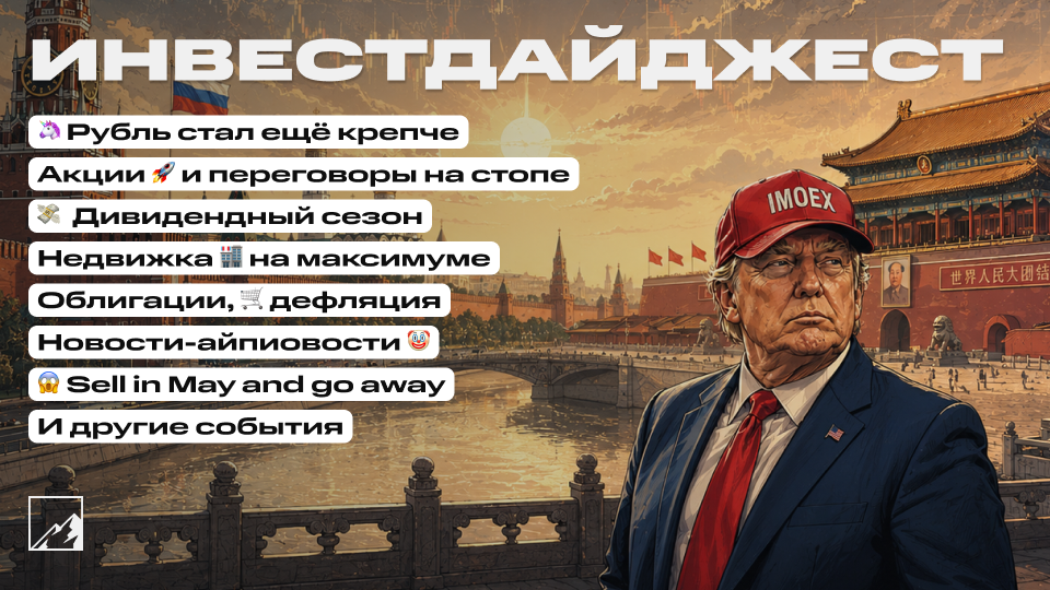 🚀 Рубль стал ещё крепче! Дивидендный сезон, облигации, рекорд недвижки, дефляция, акции, переговоры на стопе. Воскресный инвестдайджест