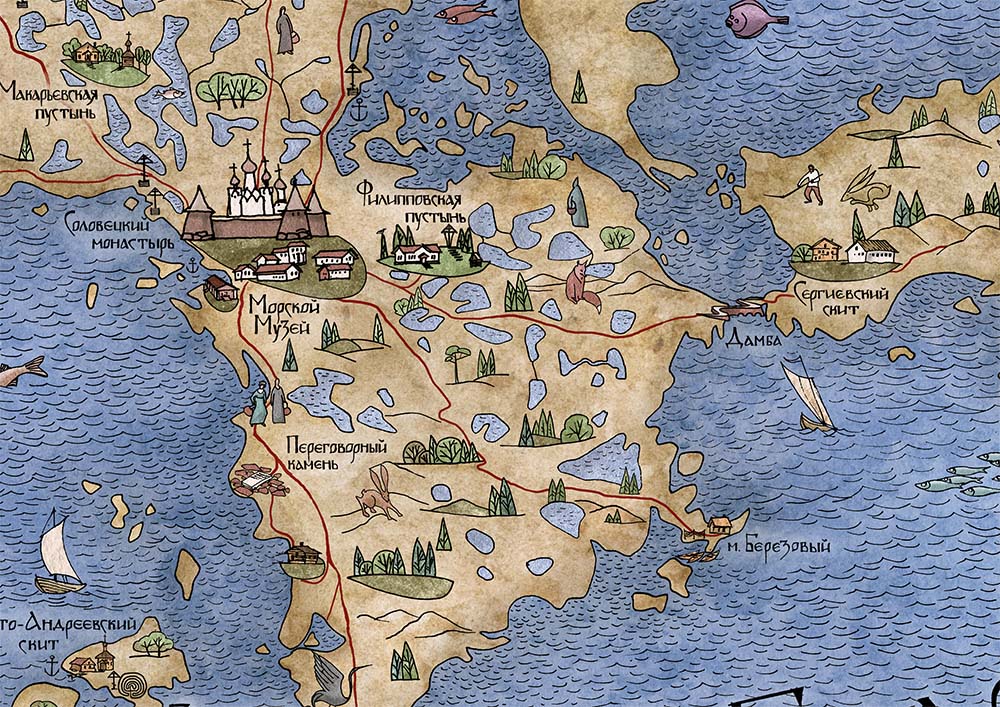 Карта Соловков для детей и взрослых