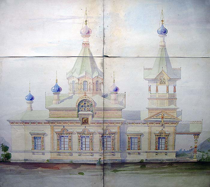 Проект Никольской церкви на Кондострове. Эскиз.