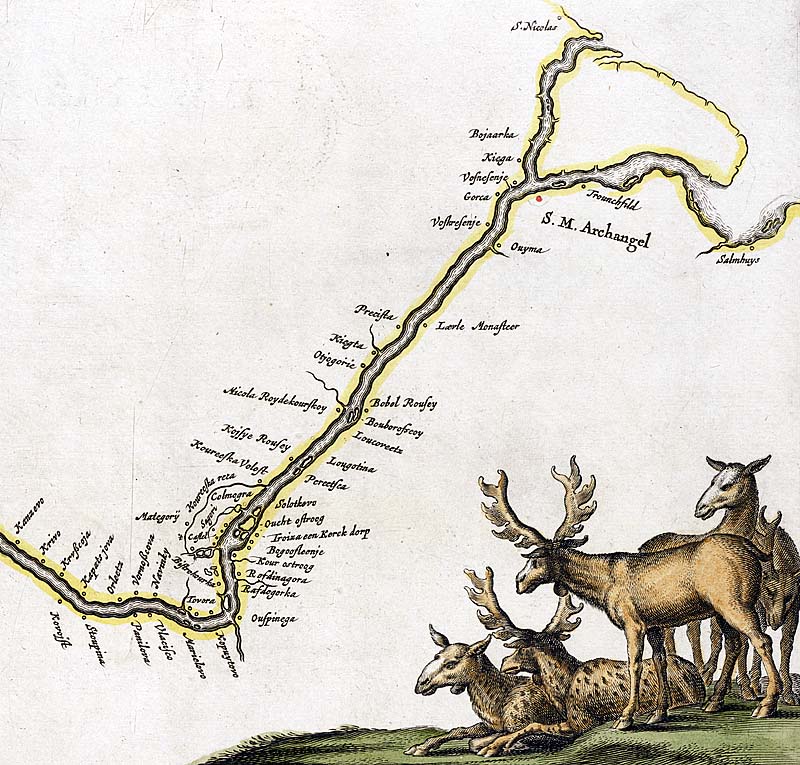 Карта реки Двины. Ян Янсон. Не позднее 1645