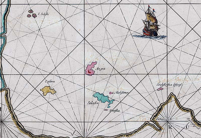 Морская карта Белого моря. Ван Кёлен. 1709