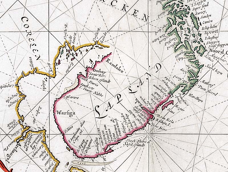 Карта России, Лапландии, Финляндии, Шпицбергена и Новой Земли. Питер Гоос. 1676