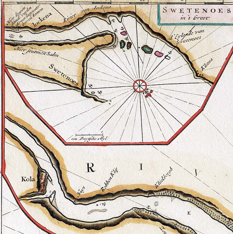 Морская карта Белого моря. Ян Люкен. 1681