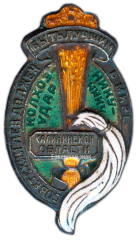 АВЕРС: Знак «Колхознику-ударнику. Советский лен должен быть лучшим в мире. Калининская область» № 2574а