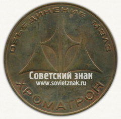 АВЕРС: Настольная медаль «10 лет объединение МЭЛЗ (Московский электроламповый завод). «Хроматрон». 1969» № 12753а