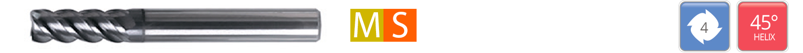 ASUF 4 — 4-зубые концевые фрезы для нержавеющей стали и титана