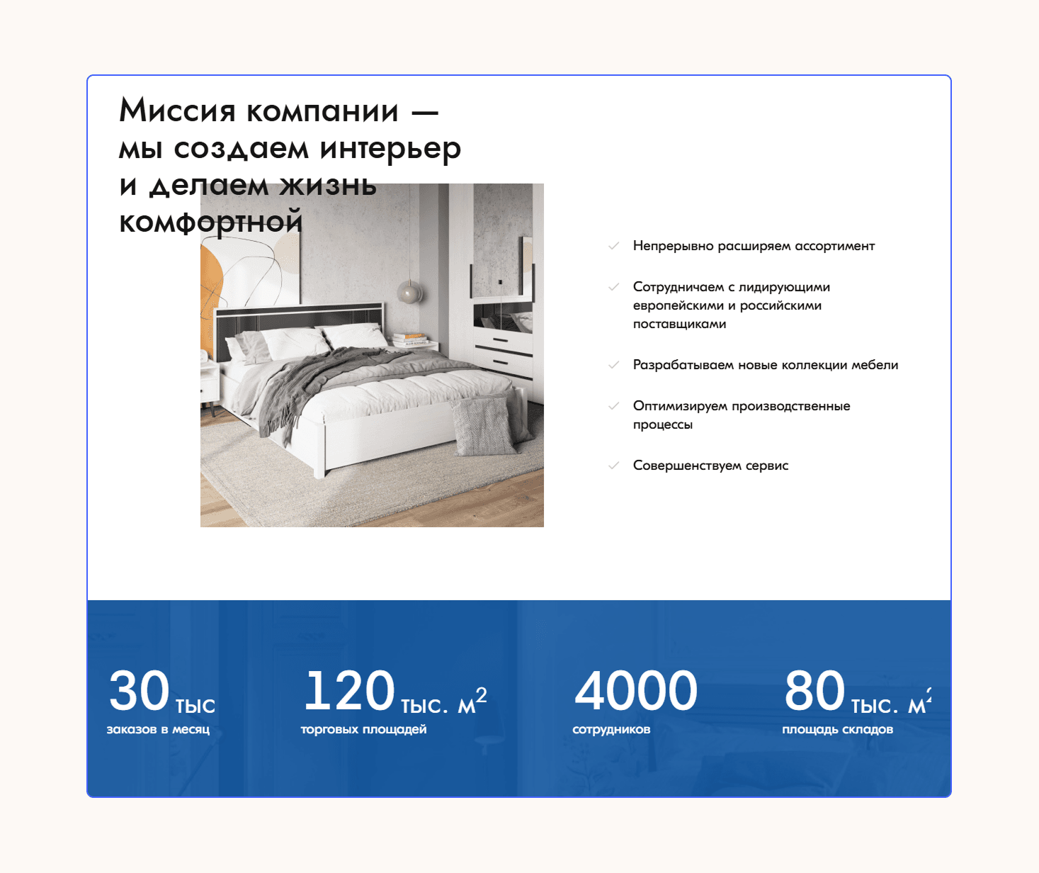 Пример подтверждения надёжности на сайте мебельной компании Lazurit
