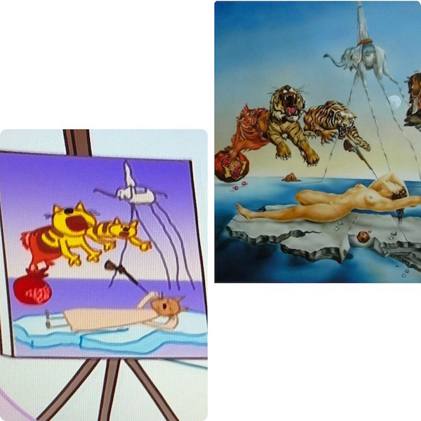 Картина из мультфильма «Три кота», Сальвадор Дали «Сон, вызванный полётом пчелы вокруг граната, за секунду до пробуждения». Фото "Metro"