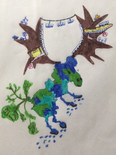 На рисунке "эко-лось", который выражает своим видом всё многообразие и красоту современной Москвы! Фото Полина.