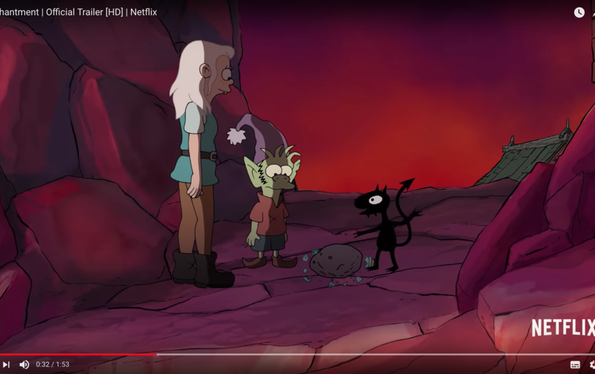 Первый сезон "Разочарования" из десяти эпизодов появится онлайн 17 августа. Фото Скриншот Youtube