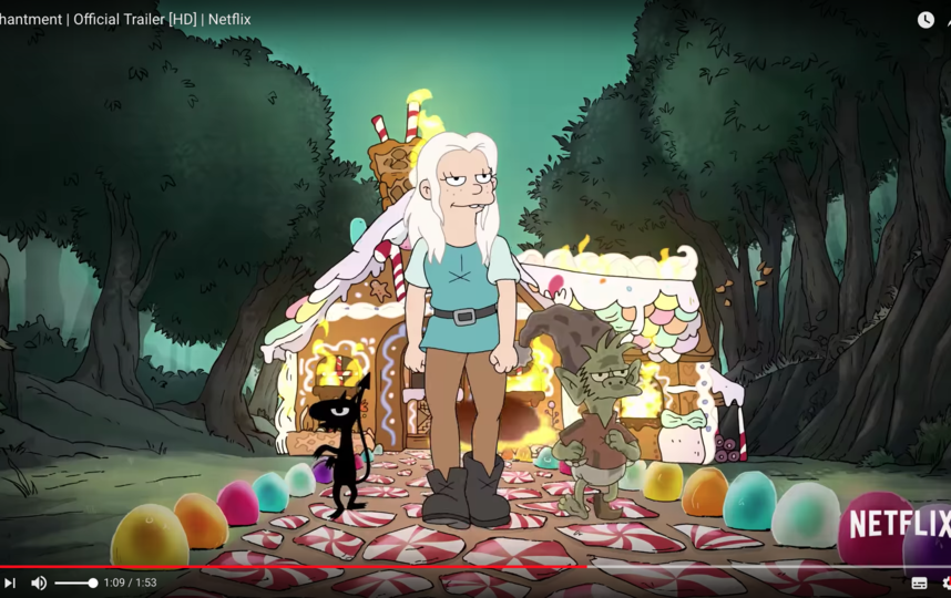 Первый сезон "Разочарования" из десяти эпизодов появится онлайн 17 августа. Фото Скриншот Youtube