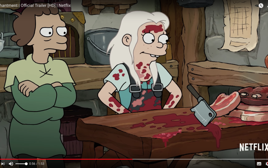 Первый сезон "Разочарования" из десяти эпизодов появится онлайн 17 августа. Фото Скриншот Youtube