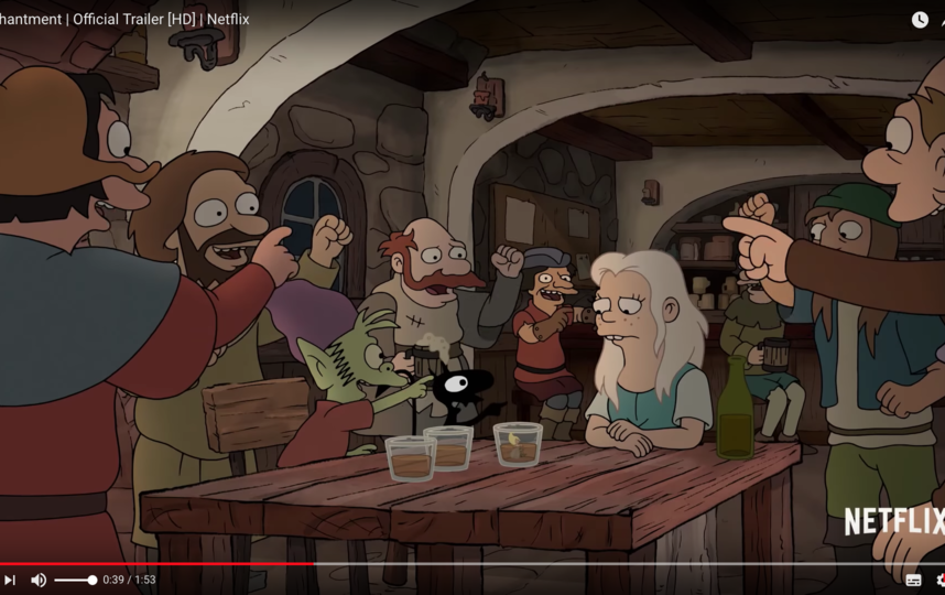 Первый сезон "Разочарования" из десяти эпизодов появится онлайн 17 августа. Фото Скриншот Youtube