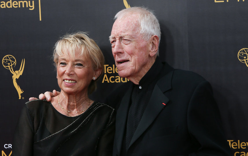 Макс фон Сюдов с женой Катрин Бреле. Фото Getty