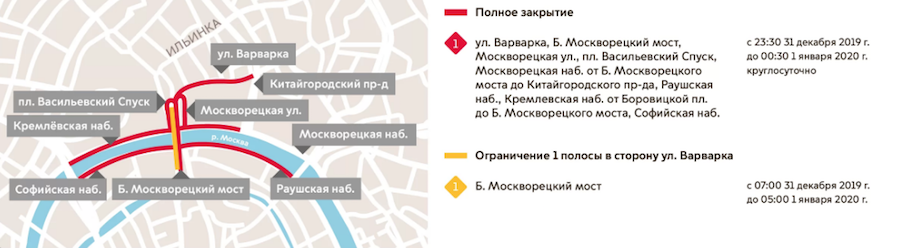 Часть улиц в новогодние праздники перекроют. Фото скриншот i.transport.mos.ru/