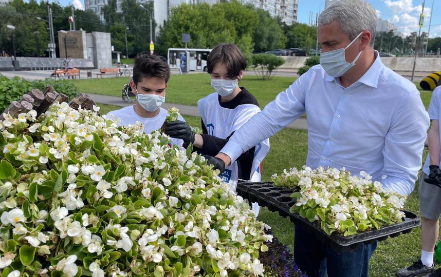 Член ОП РФ Евгений Нифантьев высадил цветы в триколоре в честь Дня России