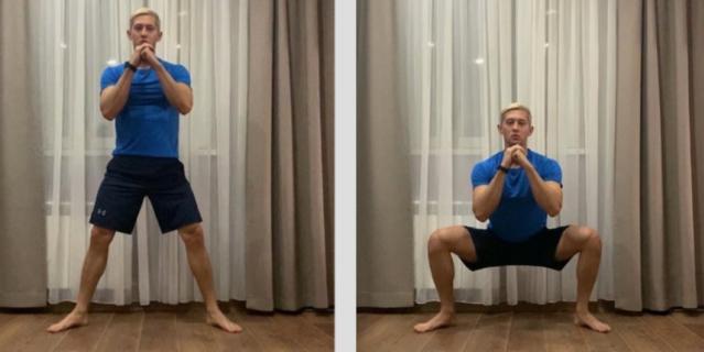 Упражнение 3. Приседания плие для проработки ягодиц.