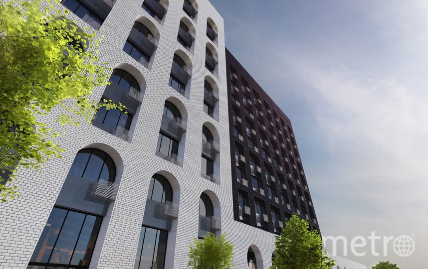 Чёрно-белый дом с арочными окнами построят в центре Москвы по программе реновации
