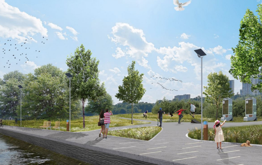 Как благоустроят набережную в Капотне. Фото Скриншот stroi.mos.ru