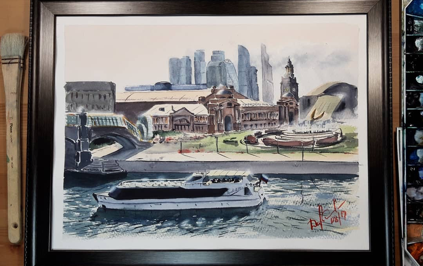 Киевский вокзал с площадью Европы и Москва-Сити. Фото скриншот @artdenisvp