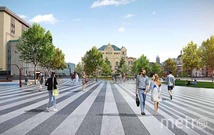 Вид на обновлённую Лубянку со стороны Детского мира. Фото КБ "Стрелка", "Metro"