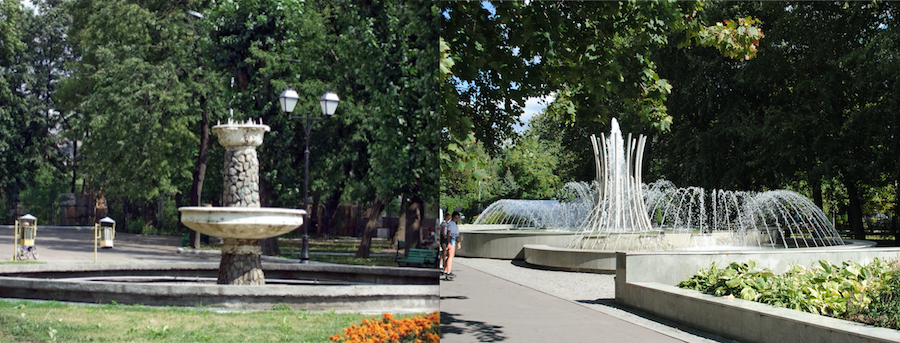 Таганский парк тогда и сейчас. Фото предоставлено Мосгорпарком