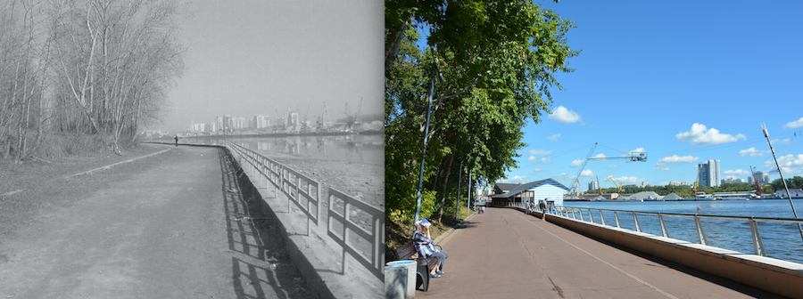 Парк "Северное Тушино" раньше и сейчас. Фото предоставлено Мосгорпарком