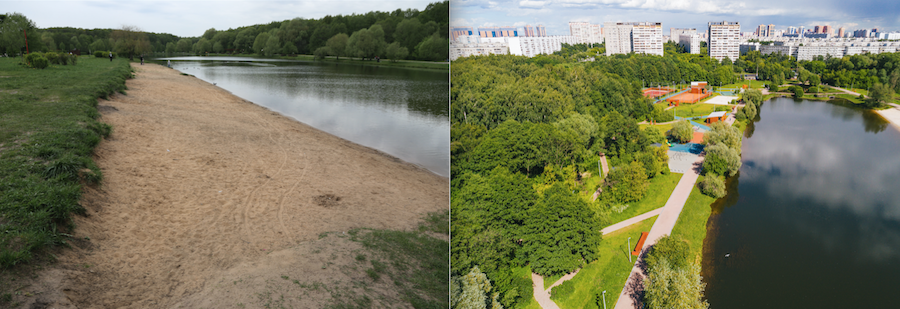 Терлецкая дубрава до и после благоустройства. Фото департамента капитального ремонта