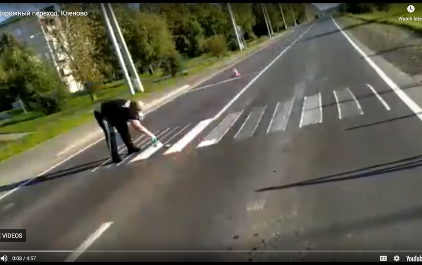 Москвич нарисовал себе зебру на дороге и попал в участок