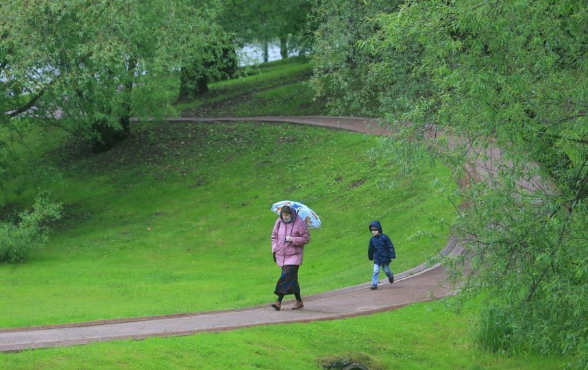 Несмотря на дождь, москвичи поспешили на прогулки. Фото Василий Кузьмичёнок