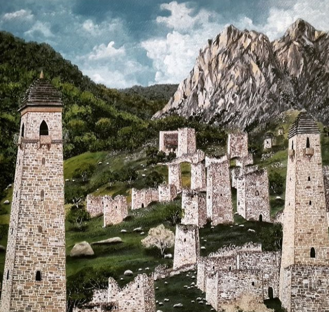 Картина из рыбьей кожи "Башни". Фото Лида Оздоева