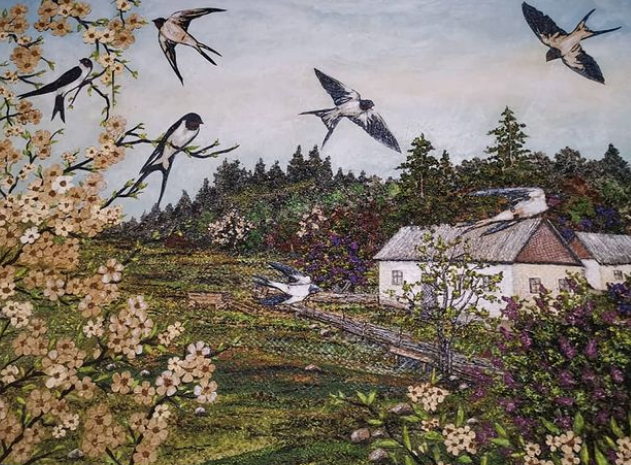 "Весна". Картина выполнена из кожи сёмги. Фото Лида Оздоева