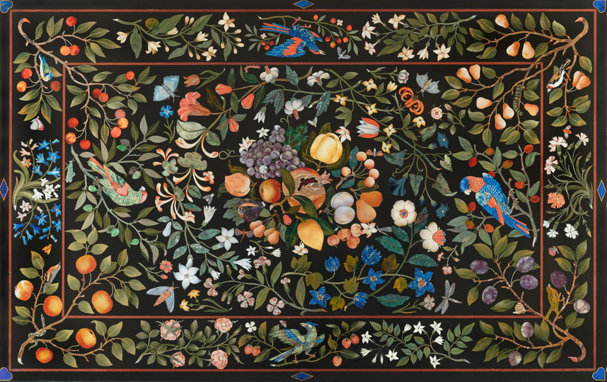 Столешница второй половины XVII века с мозаиками pietre dure. Фото фото предоставлено ГМИИ им. А. С. Пушкина