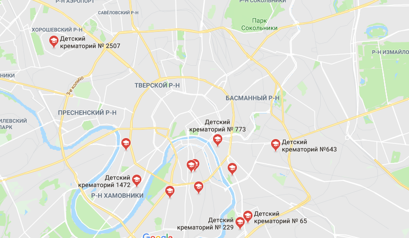 В Google рассказали, что работают над ошибкой с заменой столичных детских садов на крематории