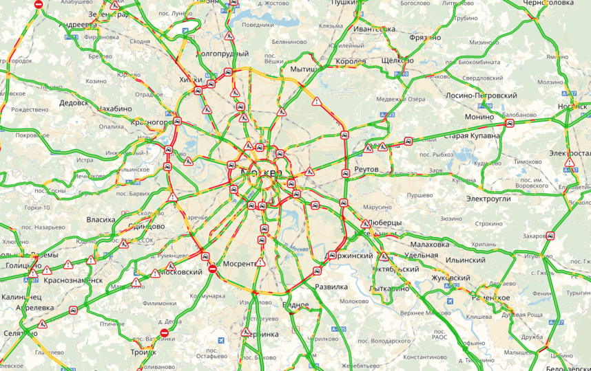 Загруженность автомобильных дорог москва
