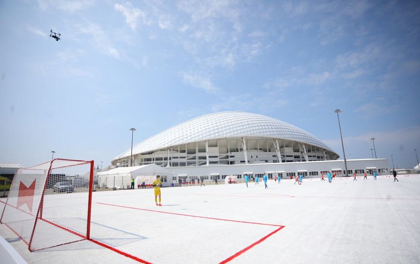 Поле из пластиковых стаканов возле стадиона "Фишт". Фото Предоставлено организаторами