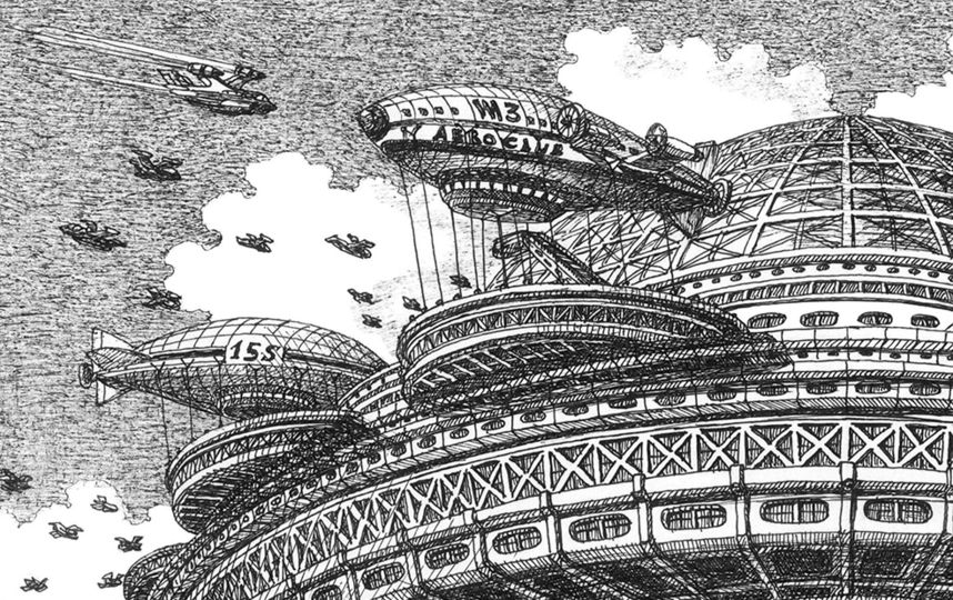 Самая верхняя часть зданий будет оборудована причалами для рейсовых дирижаблей. Фото Артур Скижали-Вейс