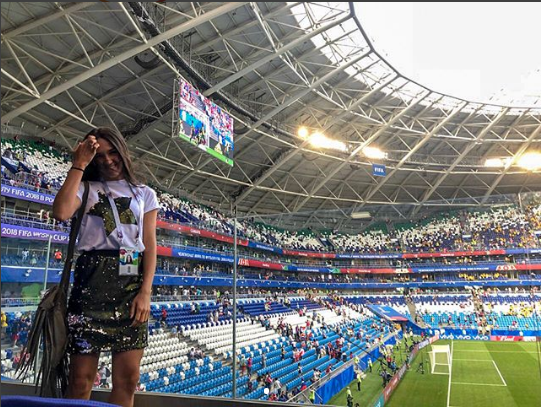 Фанатка на матче Дания - Австралия в Самаре. Фото Instagram svetaelk