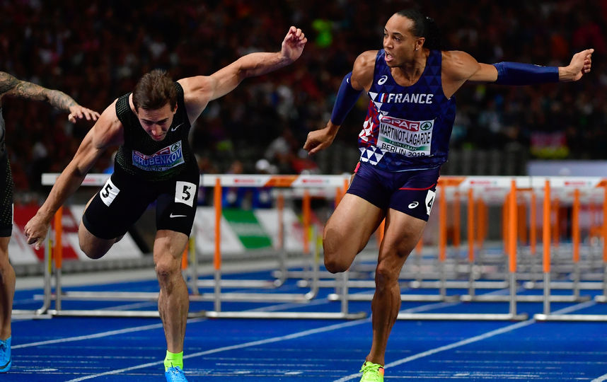 Сергей Шубенков  уступил 0,002 секунды Паскалю Мартино-Лагарду на дистанции 110 метров с барьерами. Фото Getty