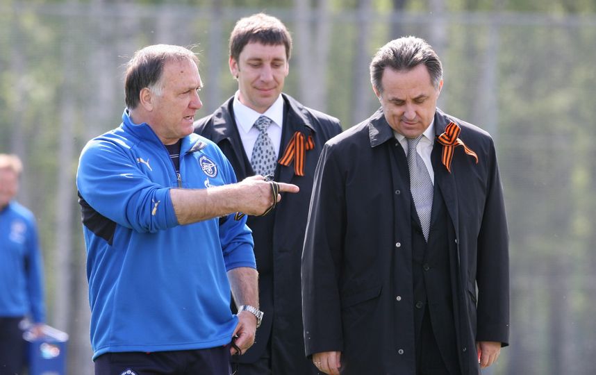 Виталий Мутко с главным тренером "Зенита" Диком Адвокатом, 2008 год. Фото Getty