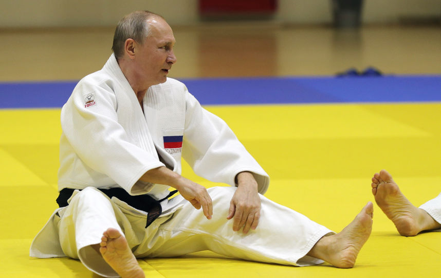 Владимир Путин на тренировке по дзюдо. Фото AFP