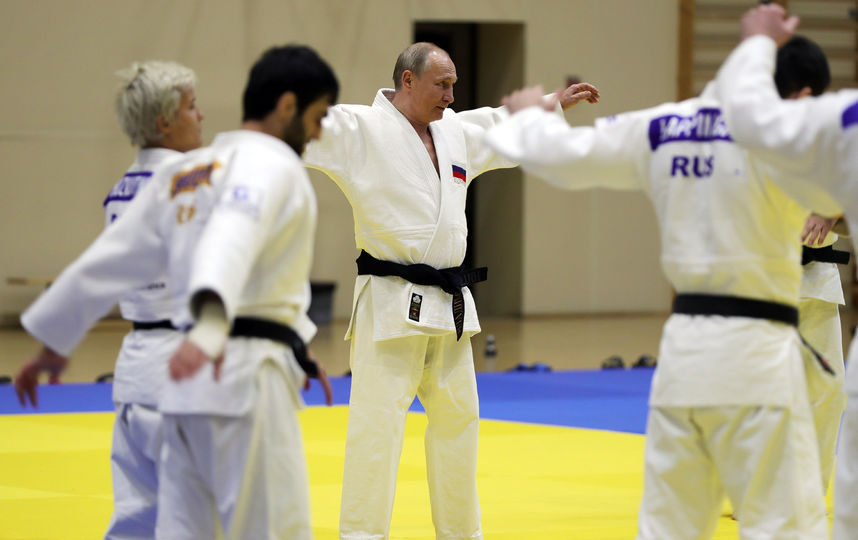 Владимир Путин на тренировке по дзюдо. Фото AFP