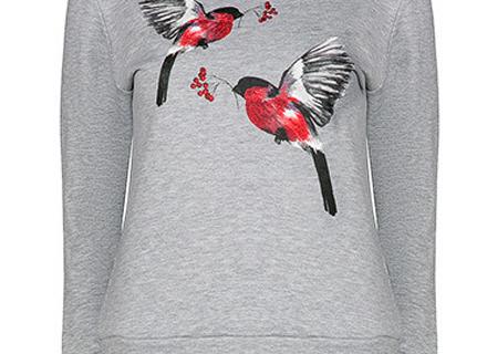Толстовка с принтом "Снегири" Fashion Love Story.