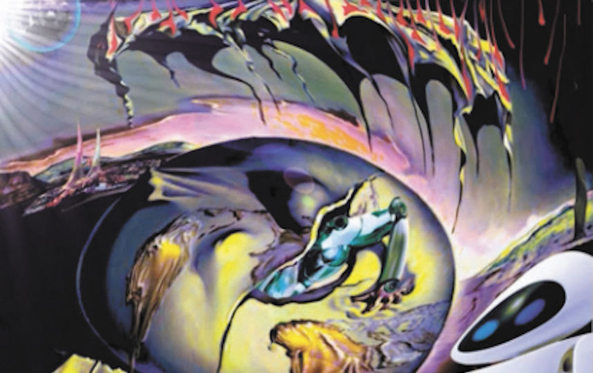 «Геополитический младенец» Сальвадора Дали и интерпретация в исполнении де Андреса – аргентинец перенёс действие в будущее, в результате чего цвета стали кислотными, а место человека на картине занял робот. Фото Jose Alfredo De Andres