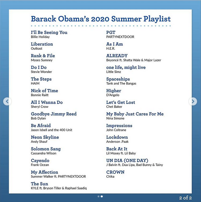Плейлист этого лета: выбор Барака Обамы. Фото скриншот Instagram @barackobama