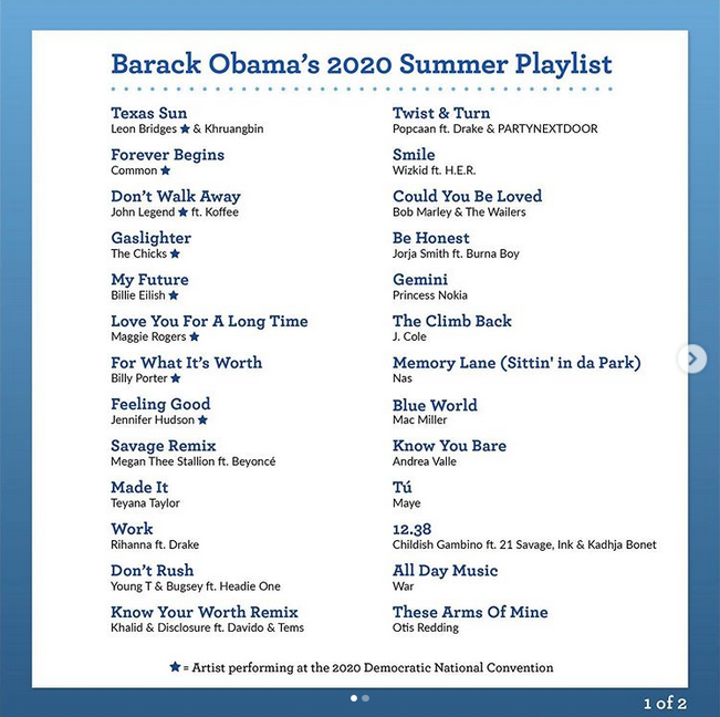 Плейлист этого лета: выбор Барака Обамы. Фото скриншот Instagram @barackobama