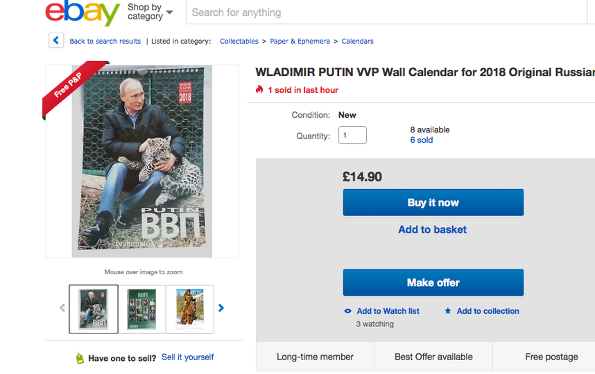 Британцы скупают календари с Путиным