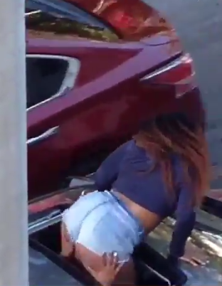 Девушка танцует тверк на крыше машины. Фото twitter.com/j0hnnyhill