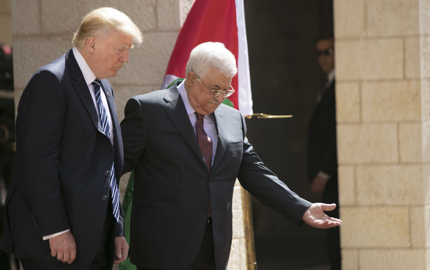 Президент США Дональд Трамп на встрече с палестинским лидером Махмудом Аббасом в Вифлееме. Фото AFP