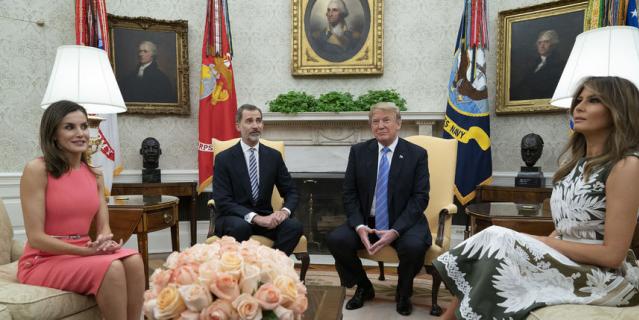Королева Испании Летиция, король Испании Филипп, Дональд и Мелания Трамп.